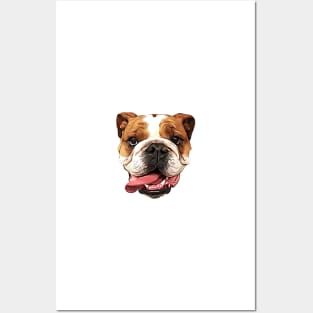 Bulldog Cartoon Art Puppy Dog Head Posters and Art